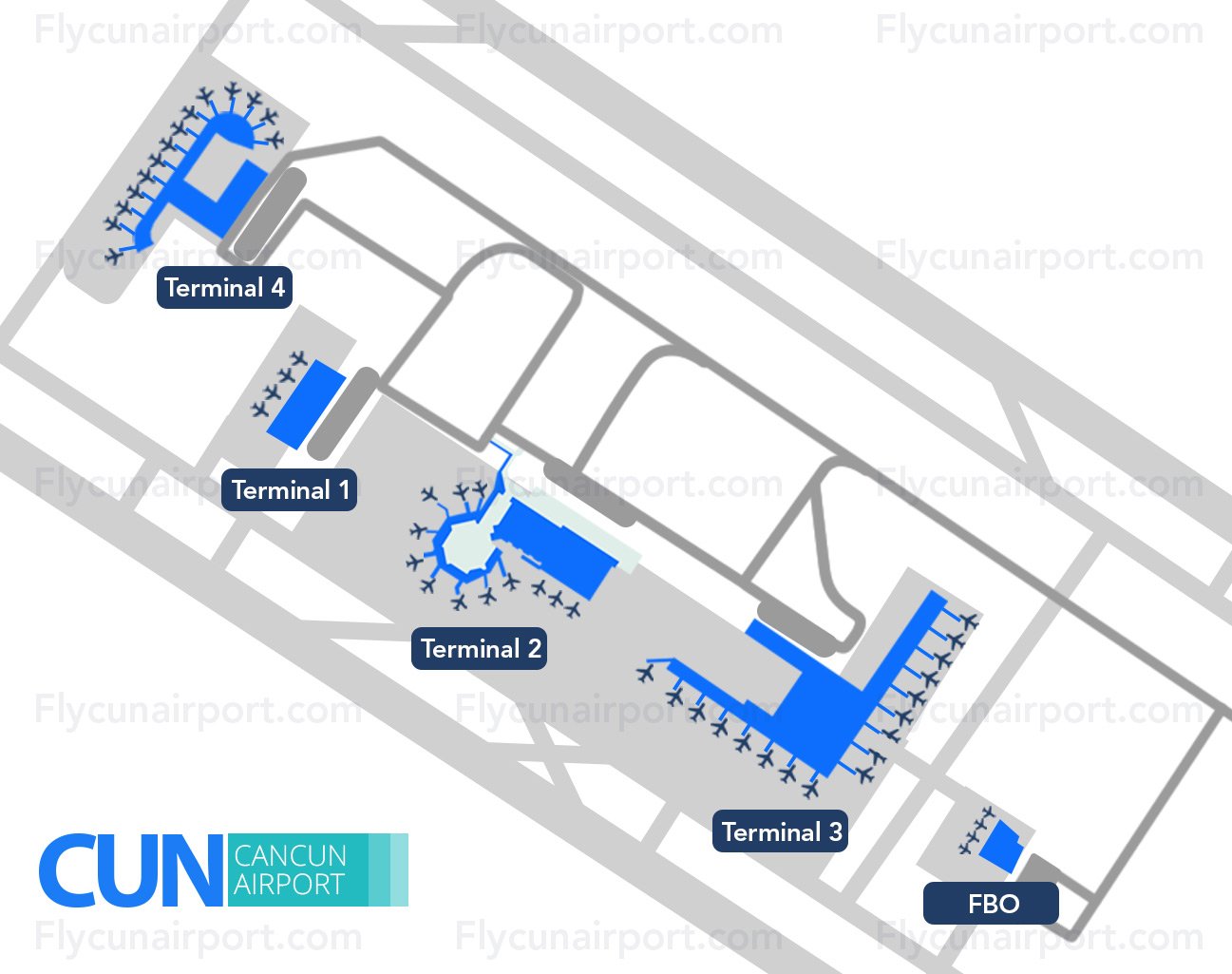 Mapa del Aeropuerto de Cancún - Fly Cancun Airport